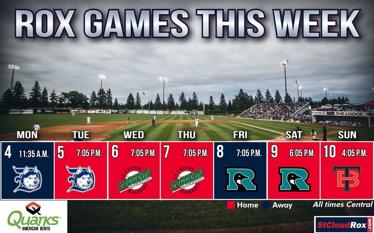 While you fill your bowl and fill your soul at <a href="/QuarksAB/">Quarks AmericanBento</a>, fill your week with some St. Cloud Rox baseball!

Here's a look at the week ahead for the #Rox, which includes five games at home at the Rock Pile! #RoxSolidFun