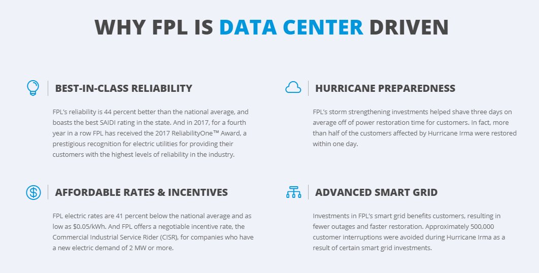 CrystalXStiles's tweet photo. Why choose #Florida for your next #datacenter? Providing reliability, affordability and more, FPL gives IT and tech companies the perfect business location: https://t.co/FUmMcNuBxg #PoweringFL #7x24Exchange https://t.co/ktJCb246nj