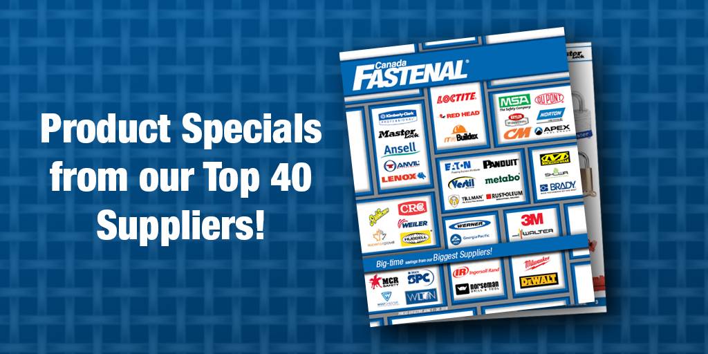 FastenalCanada's tweet photo. Look for big-time savings from our biggest suppliers! See this month's flyer at https://t.co/iCJb9tbVbh #Fastenal #FastCAN https://t.co/6IRbGSKVUH