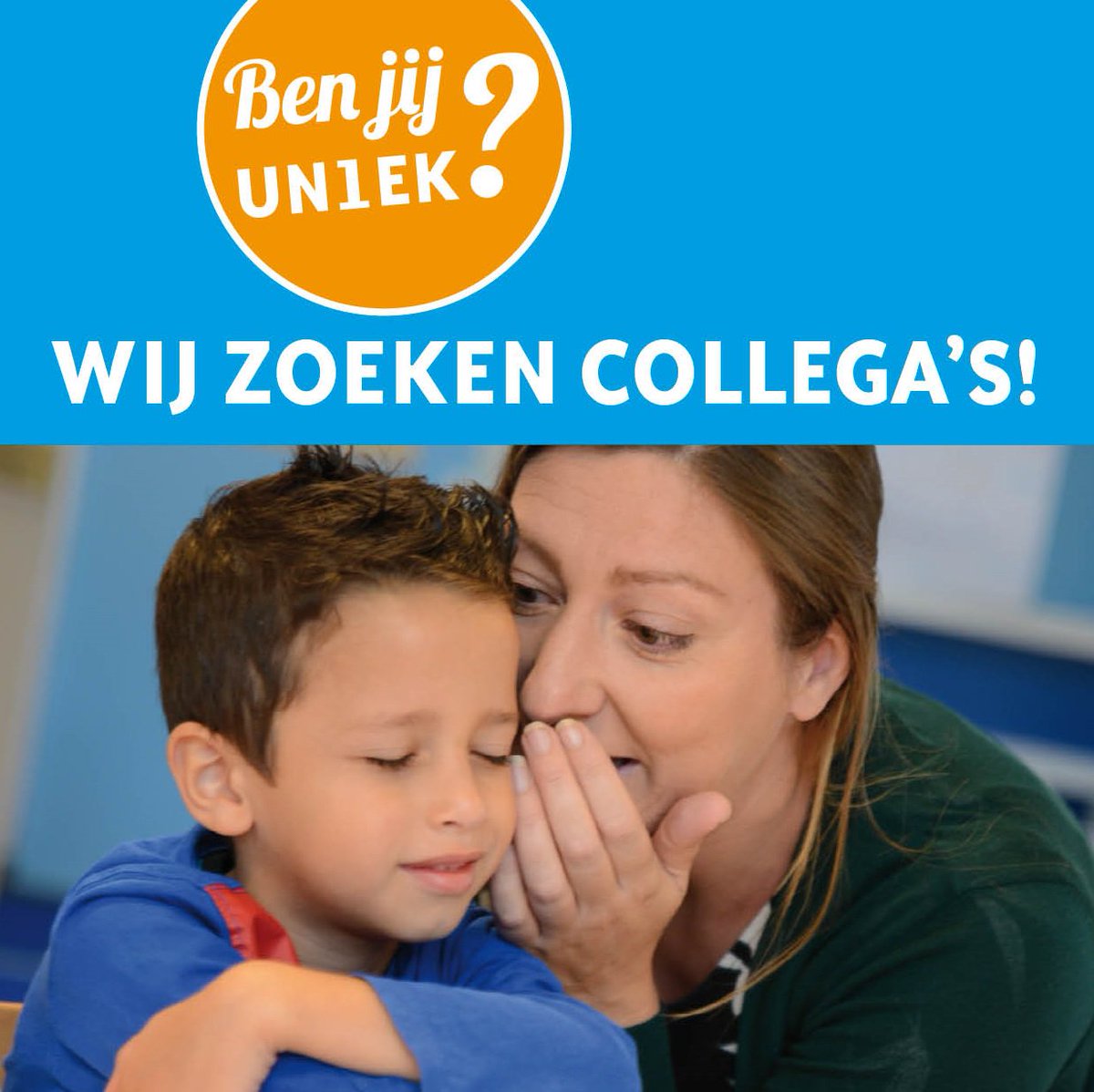 UN1EK's tweet photo. NEWSFLASH - Wil jij als allereerste op de hoogte zijn van de leuke vacatures voor leerkrachten in onze IKC's en scholen in schooljaar 2018-2019? Kijk op de website van UN1EK. Gaat jouw hart er sneller van kloppen? Bel of mail ons! https://t.co/3XYVAkBSgN https://t.co/mvsObM1pMj