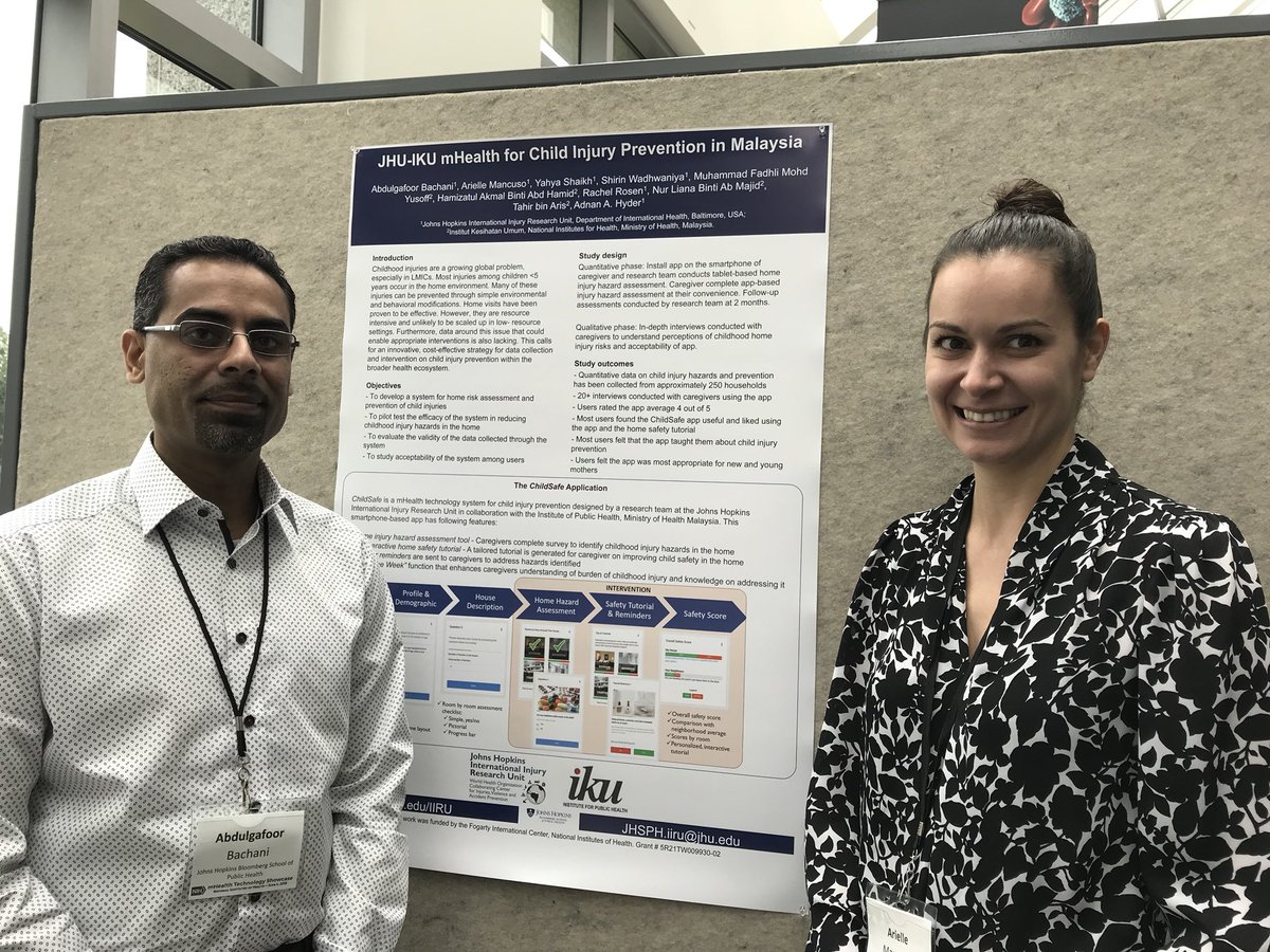 tinaminadika's tweet photo. @abachani1 and Arielle presenting #mchild work in 🇲🇾 #teamIIRU @HopkinsINJURIES @NIHOBSSR mHealth tech showcase https://t.co/XOBGP9iBGY
