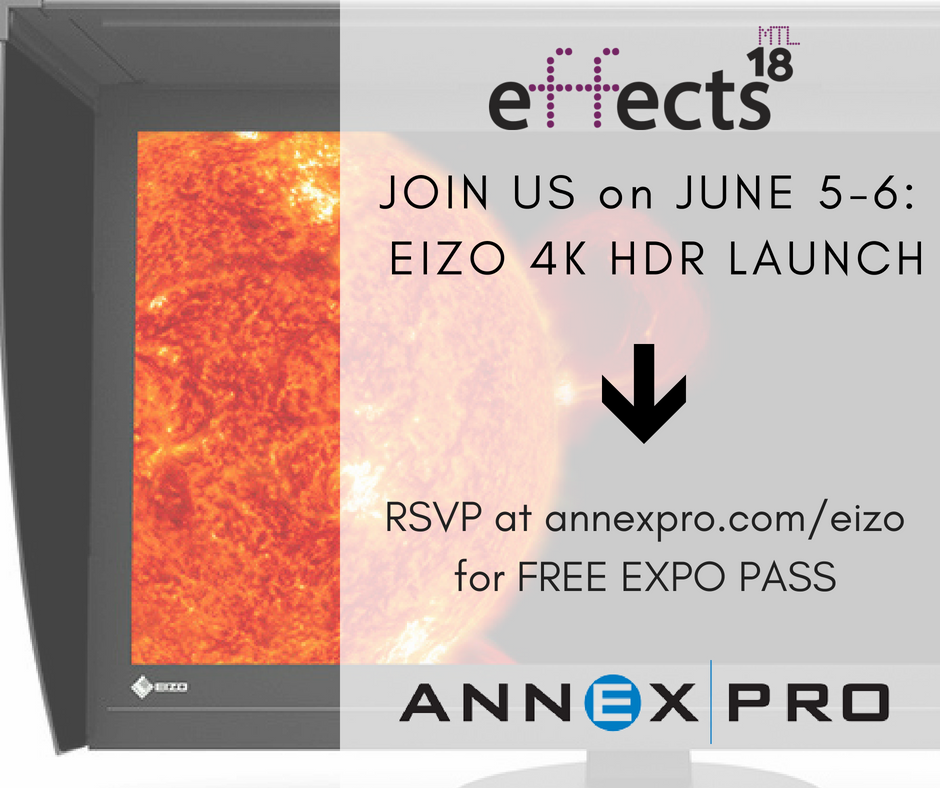 AnnexPro's tweet photo. Heading to @effectsMTL and interested in checking out the new @EizoUSA ColorEdge PROMINENCE CG3145 #HDR Reference Monitor? We're demo'ing at the show! RSVP today at https://t.co/2UQpvthWsp and get a complimentary Expo pass! #effectsmtl18 https://t.co/HYXSBYdFNc