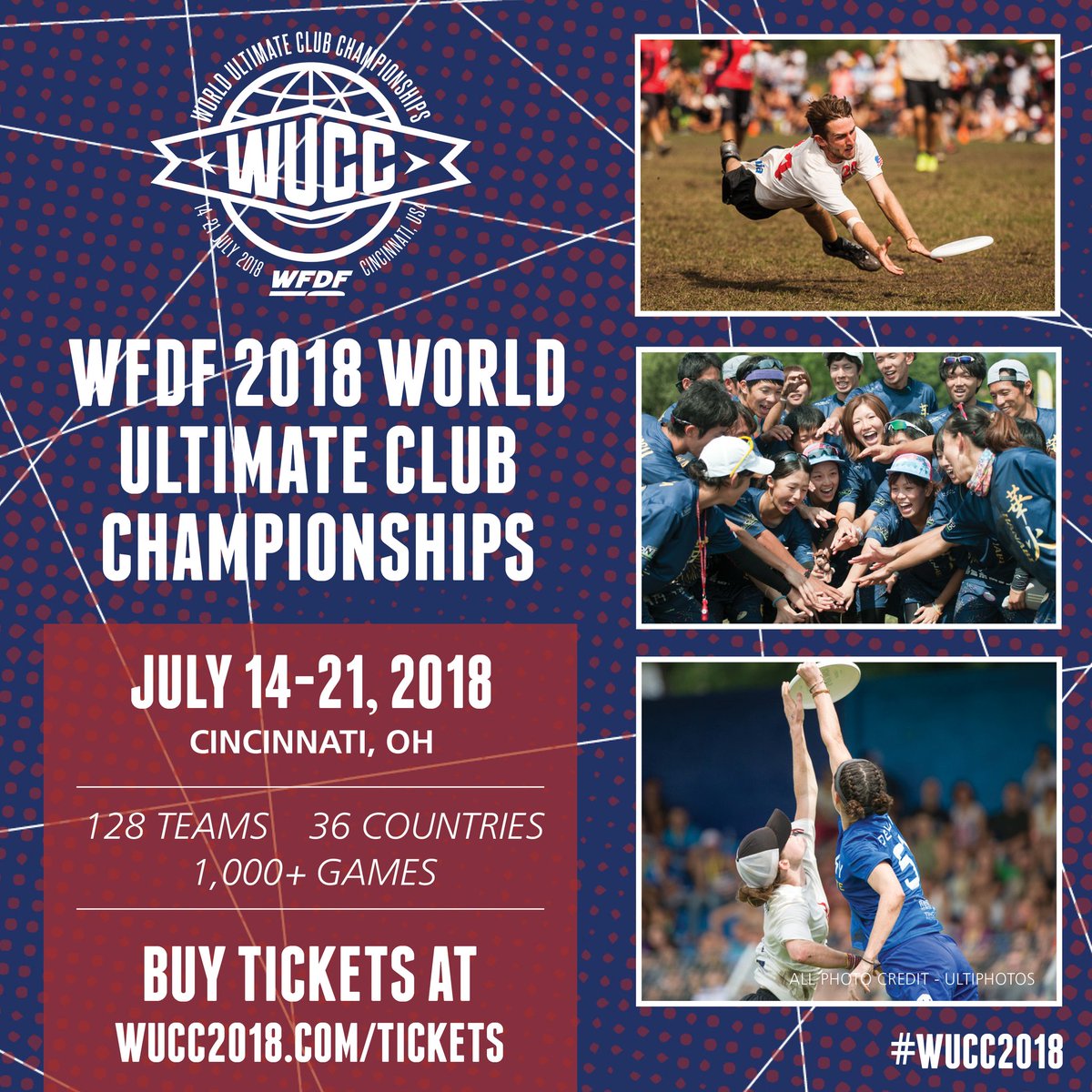 wfdf_wucc's tweet image. Snag your #wucc2018 tickets today to see 128 teams from 36 countries play 7v7 #ultimate in SW Ohio this July 14-21!

🎟️Tickets: wucc2018.com/tickets🎟️

#wfdf #worldchampionship #flyingdiscsports #lebanonohio #masonohio #cincinnati #ohio