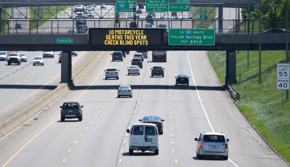 MnDOT's tweet photo. #MessageMonday
On every trip, count how many motorcycles you see—compete with friends and family to see who can spot the most. Not only will it keep you aware of your surroundings, but it could also save a life. https://t.co/GMbfjvE1MM