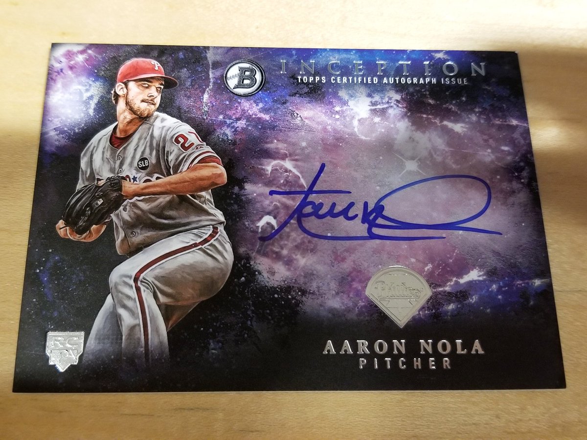 We have 3 autographed @AaronNola027 rookie cards to give away on his birthday.
   
Just smash that RT button for a chance to win. #MLBCards