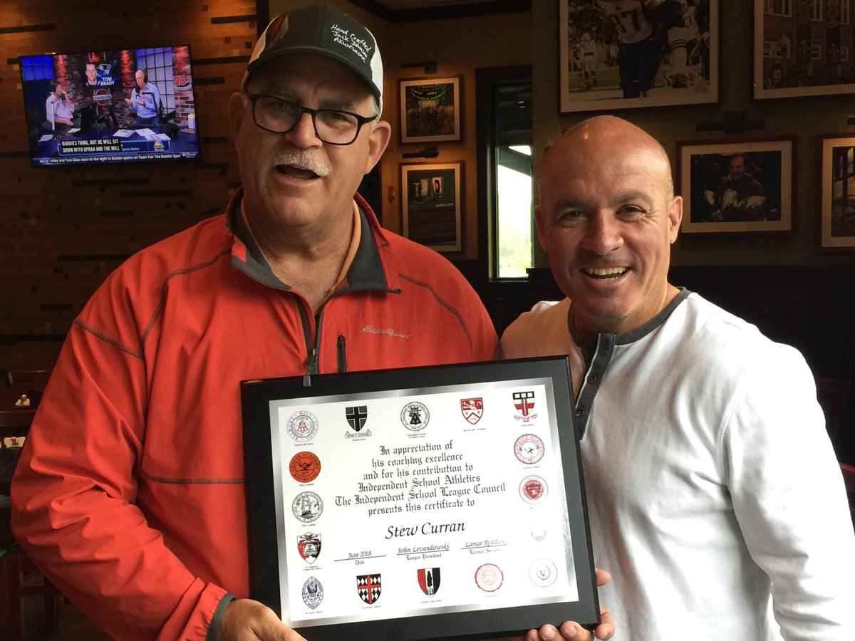 ThayerAthletics's tweet image. Coach Curran receiving the ISL excellence award for coaching.   Thanks for all you did for the Thayer lacrosse program.