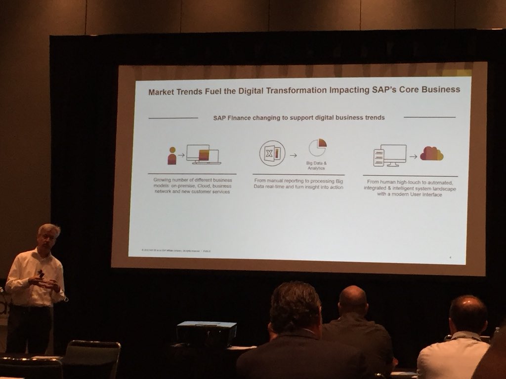 BirgitStarmanns's tweet photo. Joachim Mette tells us how SAP runs #S4HANA @SAPFinance #SapphireNOW in the #CentralFinance pre-conference session. https://t.co/GhhvONbhUr