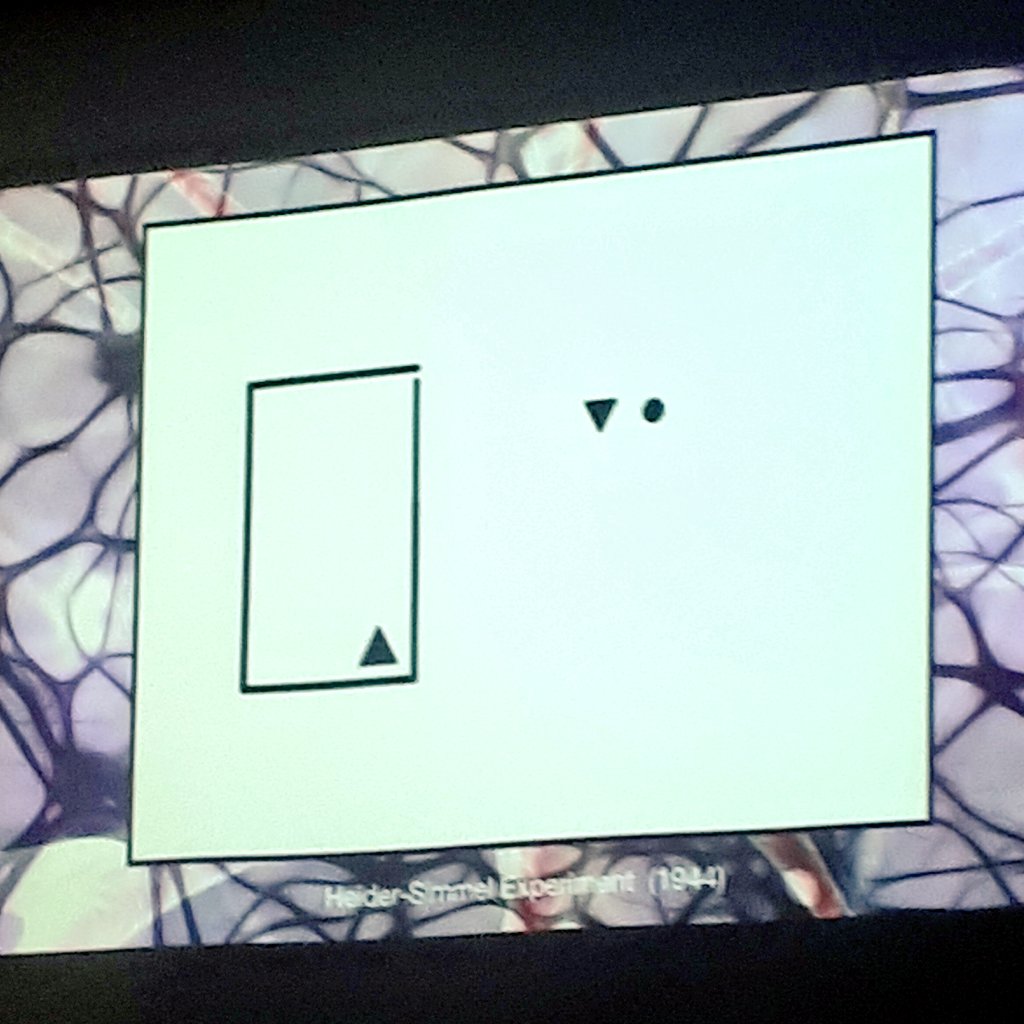 lmpopit's tweet photo. Heider-Simmel Experiment (1944) 

Watching this abstract film of shapes floating around, viewers quickly saw a story unfold. We saw characters, emotions, motivations, &amp; conflict! Even birds!

What does that say about us? Our art &amp; our stories? 

#PuppetPower2018 #PiaBanzhaf https://t.co/d8Ju2LqRs5