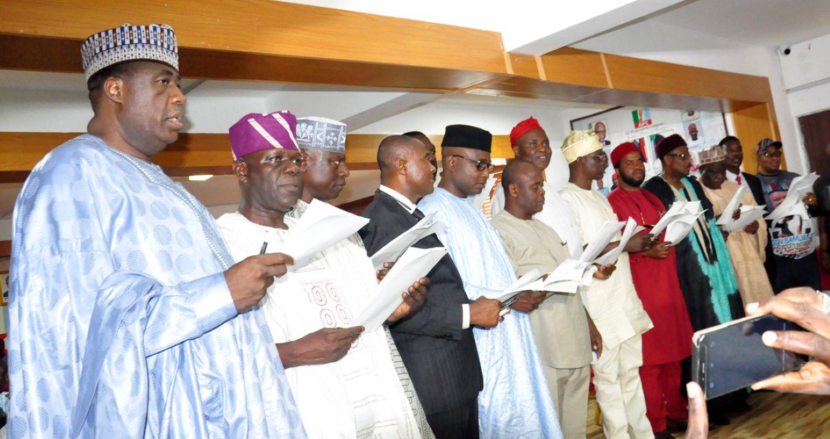 Image result for Tinubu, Amaechi, Emerhor, Ajimobi, Others Win As APC Inaugurates Newly Elected State Chairmen