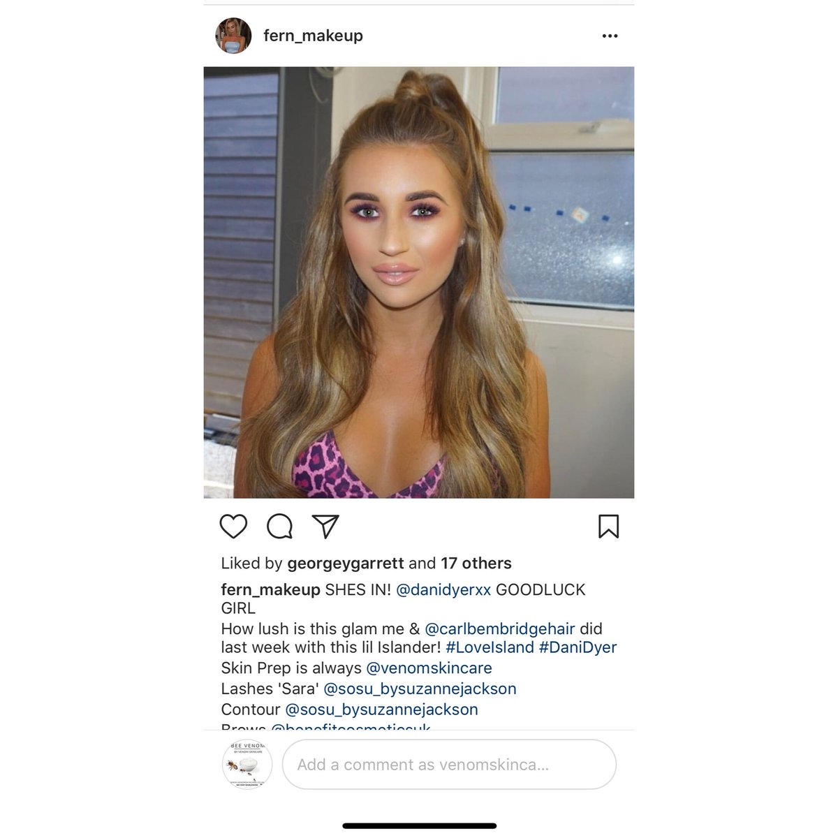 The amazing @Fern_Makeup using Venom Skincare on this years Love Islander <a href="/Dani_MasDyer/">Dani Dyer</a> to prep that skin before her long summer of LOOOVE
-
#loveisland #danidyer 💜🐝