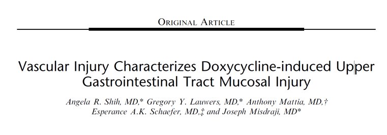 CArnoldMD's tweet photo. I heart this!-- many lovely reports. Look for "halo" effect 2/2 perivascular edema, infiltration of the vessel, chronic inflammation, ulcer. Distinct from gastric doxy injury, which has vascular degen of small capillaries+thrombi. https://t.co/Tiya50md37 https://t.co/En9egzhChk