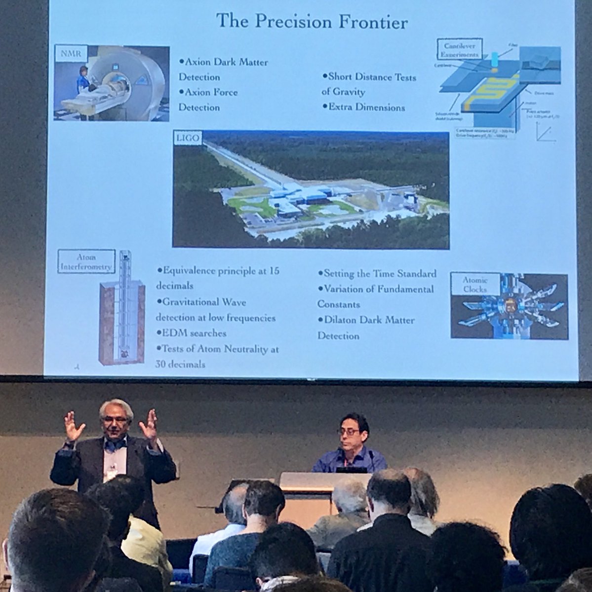 Saba’s Demopoulos talking Black Holes while his former advisee, Glenn Starkman, looks on. At the Standard Model at 50 years celebration. Catch the livestream: case.edu/livestream/s1/… #CWRU
