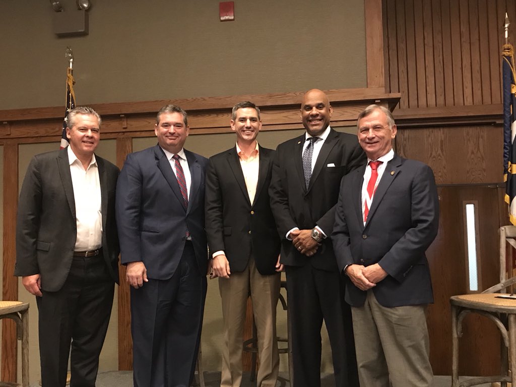 DavidRLewisNC's tweet photo. Spirited panel discussion with Reps. Hanes and Turner, Sen. Rabon, Tim Kent and me at NC Beer and Wine Wholesalers Convention-good folks providing good jobs in a growing industry. NC’s system of control is important 2 public safety. #ncpol #ncga https://t.co/HVs29AIKZe
