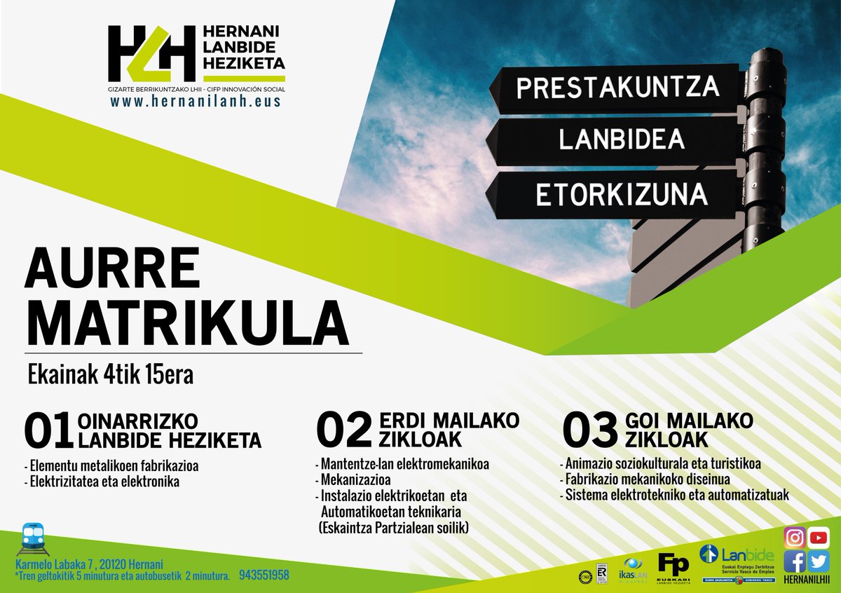 LPOMINTEGIA's tweet photo. AURREMATRIKULA EKAINAK 4-15 https://t.co/4wQKJ8mc2J