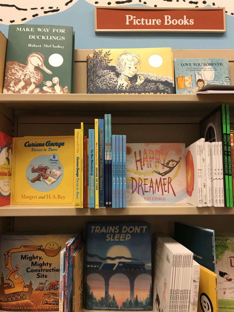 What a lovely surprise to find your book sitting pretty on a shelf waiting to say, “Hello, friend!” #TrainsDon’tSleep @deirdrekgill @HMHKids @BNKids