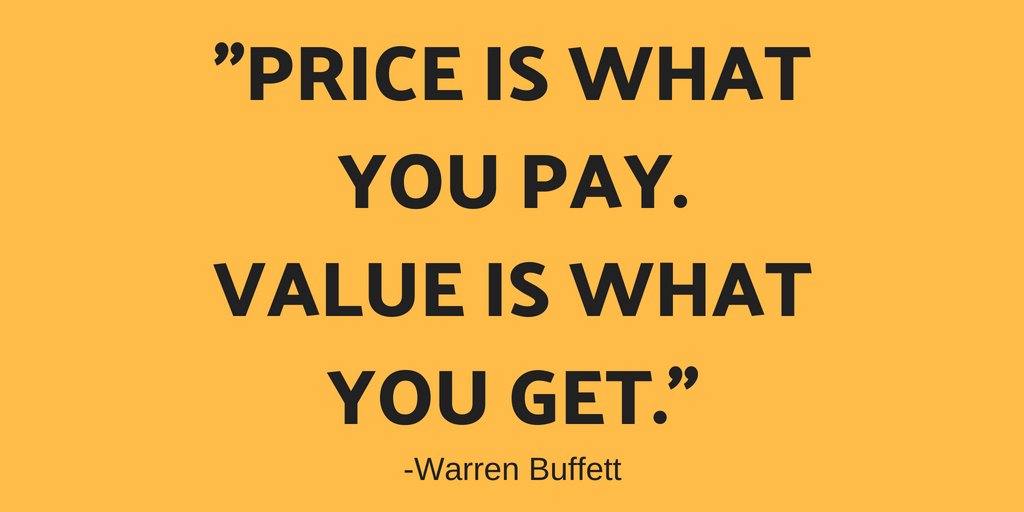 There are some who believe that the more expensive something is, the better. I find that isn't always the case. When making a big purchase, do you focus more on the price of the product or the value you get? #valueoverprice #copywriter #warrenbuffett #quoteoftheday