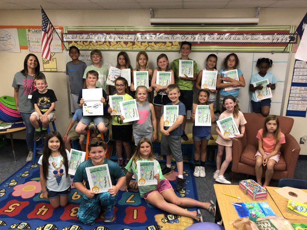 Jacksonclass3rd's tweet photo. Mrs. Navarro’s proud authors and illustrators with their published class book. https://t.co/nHYl8QP3jj