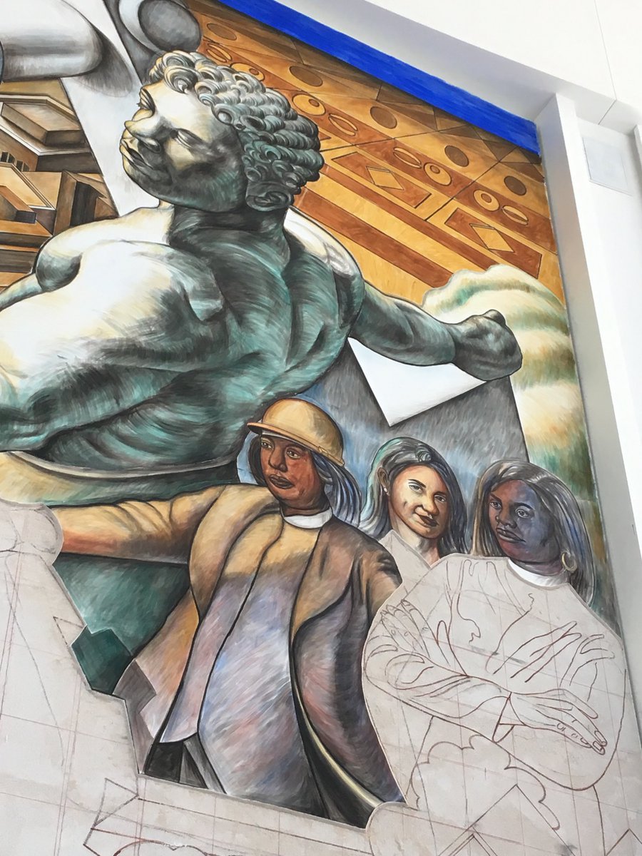 devineartres's tweet photo. Progress report on Detroit: Crossroad of Innovation fresco at Cobo Center. https://t.co/UYjnZtqFgZ