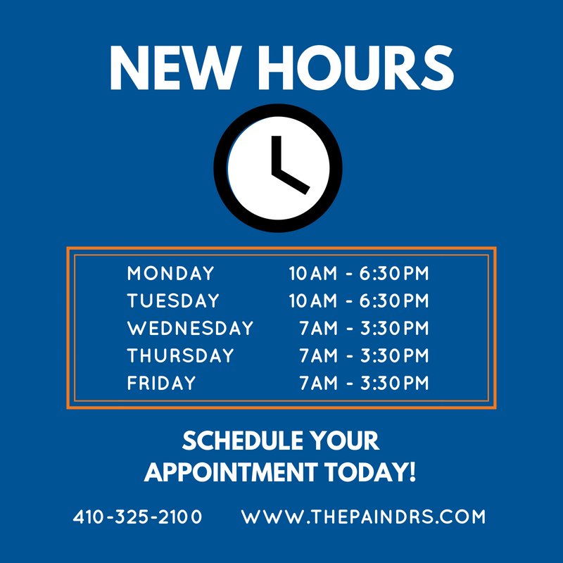 Pain_Doctors's tweet photo. We've updated our hours to better fit YOUR schedule!  ⏰ https://t.co/FJkaM3J5xD