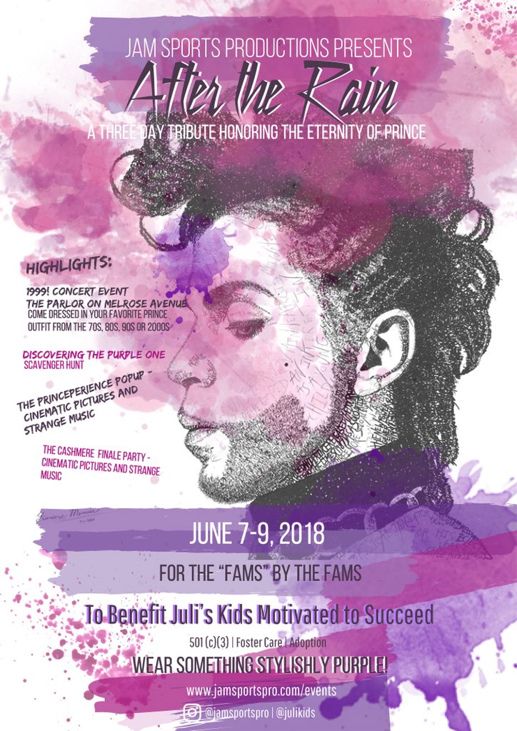 JulisKids's tweet photo. Our charity organization is elated and humbled to be the benefactors of this special event Honoring the Eternity of Prince. This fundraising entertainment series will begin on a Purple day in June in the year 2018.

#juliskids #princesbirthday #purplerain #celebration #jamsports https://t.co/DqO5IhGCsk