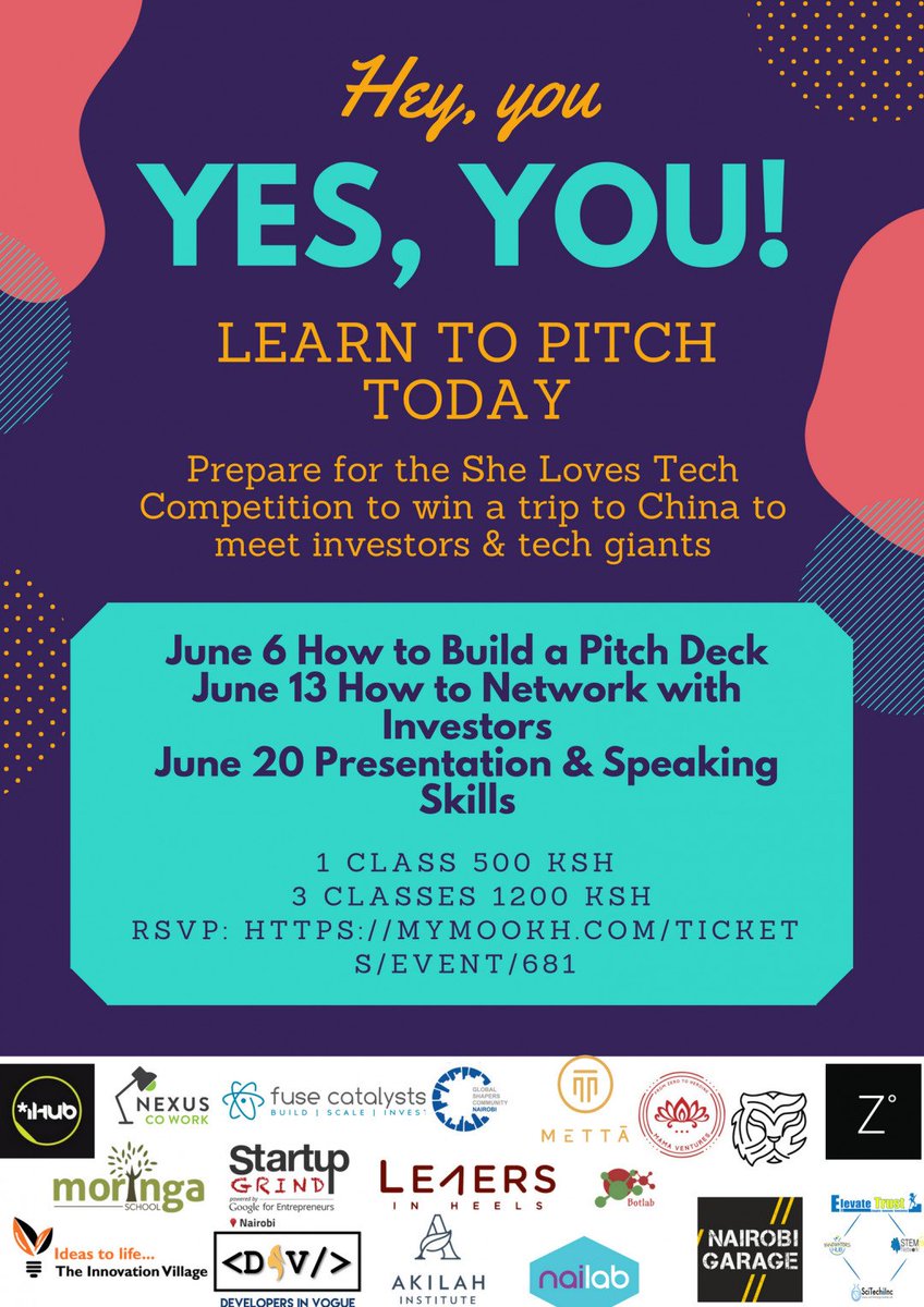 iHub's tweet photo. Would you like to hone your pitch deck creation skills? Then we are super excited to be sharing this event with you together with @SheLovesTechOrg  It is happening at the *iHub on the 6th of June and to register you simply visit https://t.co/t1dUibTZp7 Come grow #IhubEvents https://t.co/WrP95V0dsu