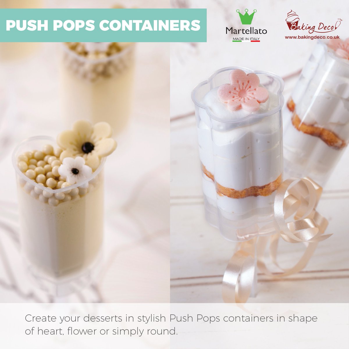 BakingDeco's tweet image. Disposable push pop containers are perfect for takeaway desserts and are available in three shapes. They are easy to assemble, hygienic and can be installed on special display trays for better presentation!
bakingdeco.co.uk/packaging-pres… #cakedecorating #pushpops #desserts