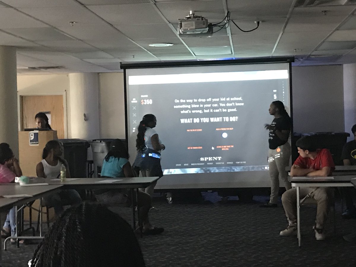 ambassadorstlyj's tweet photo. Playing the game #PlaySpent to talk to about money management skills! 💸
#SummerJobsConnect
@slate_mcc
@STLYouthJobs
#betterwaytobank
@stltreasurer https://t.co/bH9NXv7KH0