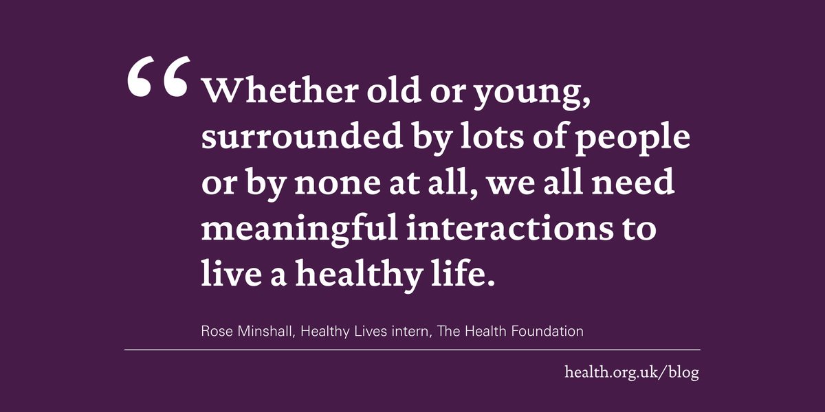 It's no secret that loneliness poses serious risks to our health and wellbeing.

But what can be done to tackle isolation and its associated risks? Rose Minshall writes about successful work by <a href="/SouthLDNCares/">South London Cares</a> in our latest #healthylives blog: 

health.org.uk/blog/volunteer…