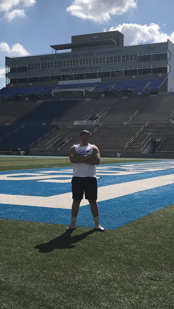 a_higgins00's tweet photo. Had an amazing time at MTSU yesterday, Thank you Raider Coaches for giving me the ability to get better! Much appreciation and respect!!!@MT_FB @khiggs66 @MTAthletics #RaiderWars #Grinding https://t.co/d569xkAMlq