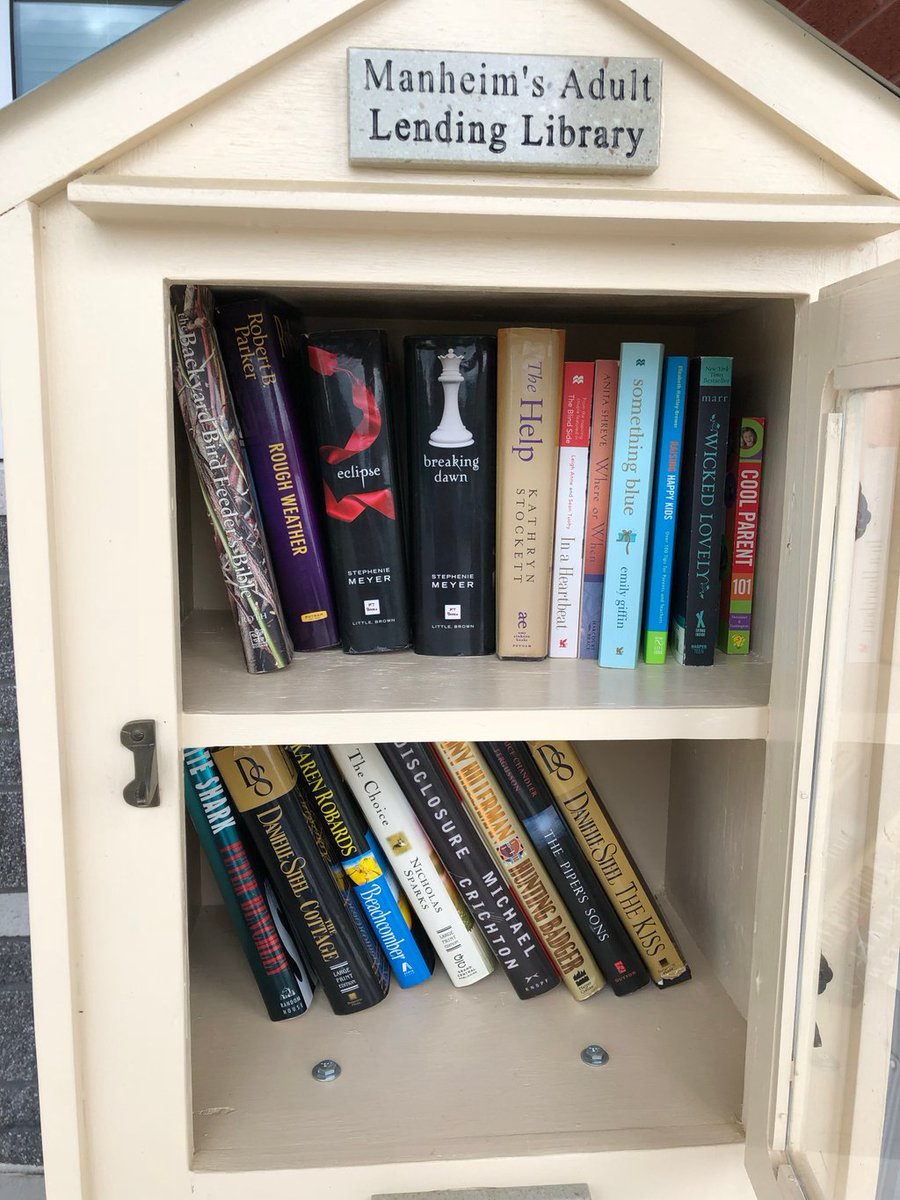 ManheimVikings's tweet photo. Manheim Families, spread the word! Our children and adult lending libraries are filled with books to borrow. Just pull in front of our school and borrow any books you would like all summer long! Enjoy! #vikingsma #swexcellence #lendinglibraries https://t.co/RsH5bxH3sz