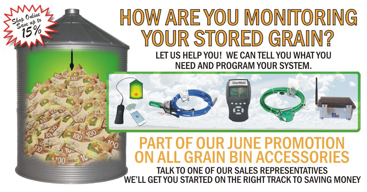 WE CARRY GRAIN BIN MONITORING SYSTEMS SO YOUR INVESTMENT IS ALWAYS PROTECTED. 
ALSO ON PROMO THIS MONTH!