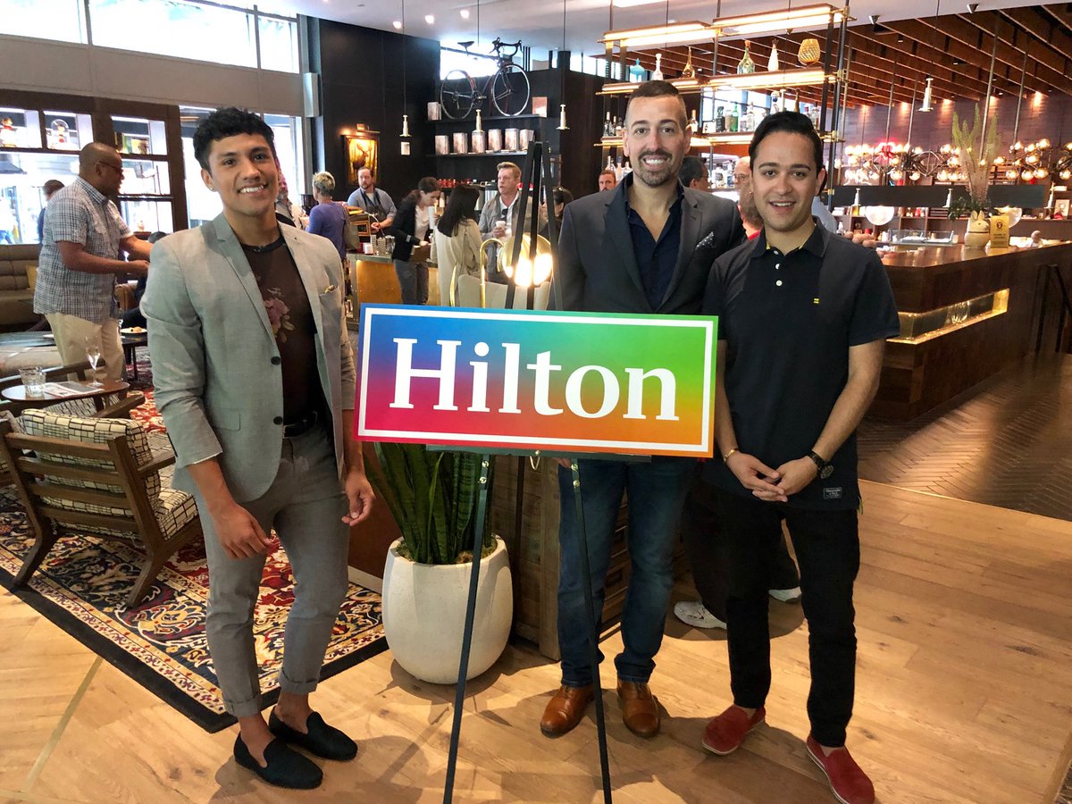 #Pride⁠ ⁠Flag Reveal at Duniway Hotel with lots of community leaders Awesome to see @HeraldAlv’s work in real life and all over the #USA! #PrideMonth⁠ ⁠#Hilton #HiltonHotels @HiltonHotels @HRC #HRC #GayBoys #BeTrue #LGBTQ #June #HumanRightsCampaign #Portland #PDX #DowntownPDX