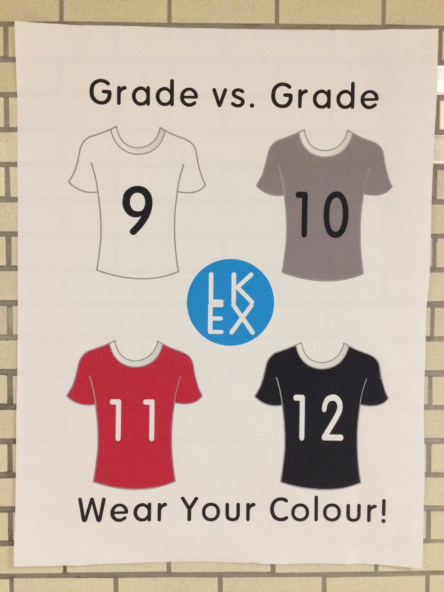 The LK EX is happening on Thursday!  Be sure to wear your grade colour for the competitions!