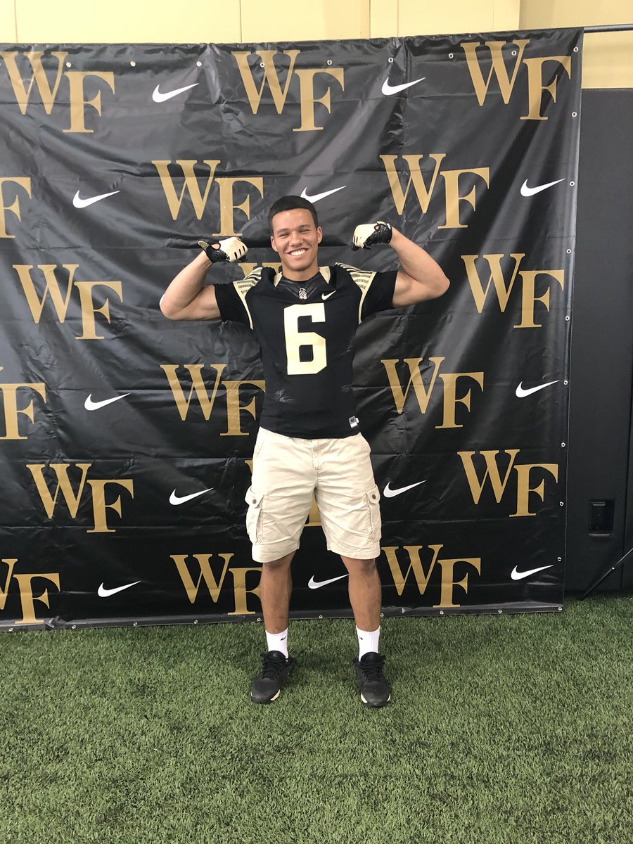 B_George06's tweet photo. Beyond thankful to receive an offer to continue my academic and athletic careers at Wake Forest University! Thank you @CoachCohenWake and Coach Clawson for giving me this opportunity! https://t.co/0mzH1WjO0l