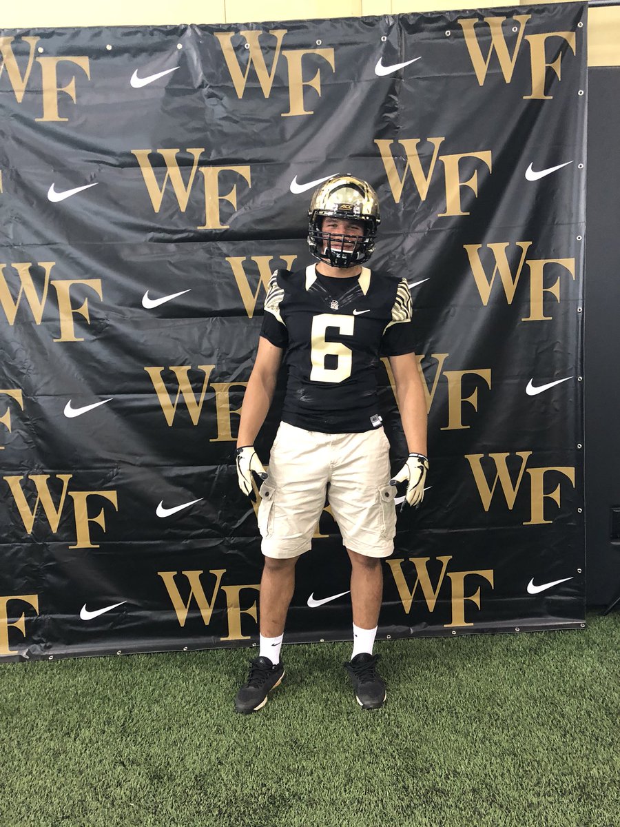 B_George06's tweet photo. Beyond thankful to receive an offer to continue my academic and athletic careers at Wake Forest University! Thank you @CoachCohenWake and Coach Clawson for giving me this opportunity! https://t.co/0mzH1WjO0l