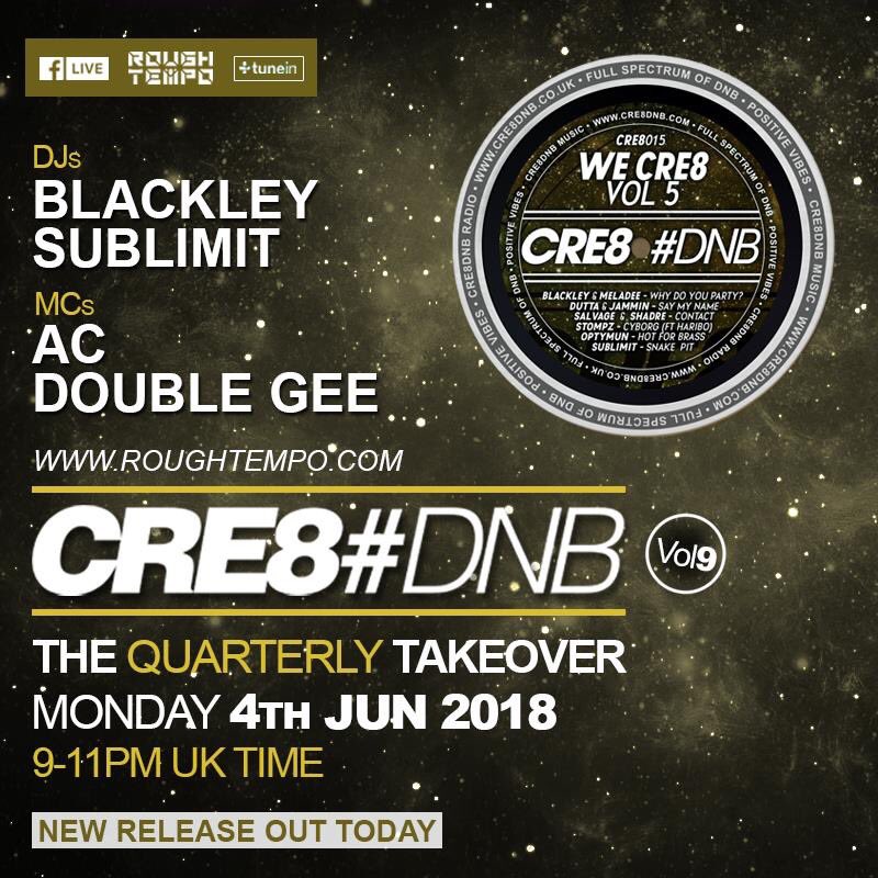 DJBlackley's tweet photo. On route to @RoughTempo for our @Cre8Dnb quarterly takeover!
Celebrating our latest release out today! @acthemc @DoubleGeeMC #Sublimit #CRE8 https://t.co/e6ONKnn9d9