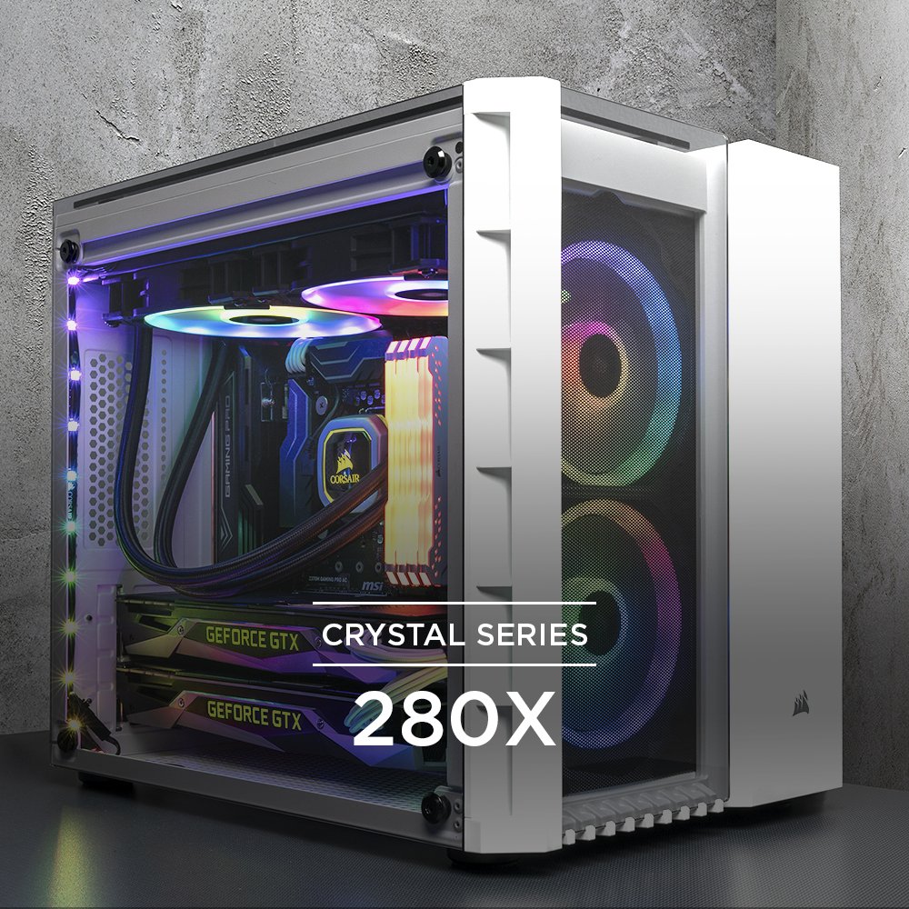 Tilgivende Sømand Sædvanlig CORSAIR on Twitter: "Introducing our CRYSTAL 280X RGB. Our newest micro-ATX  case with three beautiful tempered glass panels, two LL120 RGB fans and an  innovative dual-chamber internal layout for clean looks and