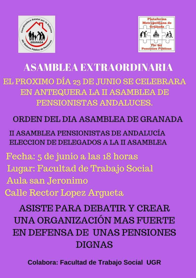 Mañana 5 de Junio seguiremos empoderándonos, porque gobierne quien gobierne las #pensiones se defienden.
#PensionesDignas #pensionistas #granada