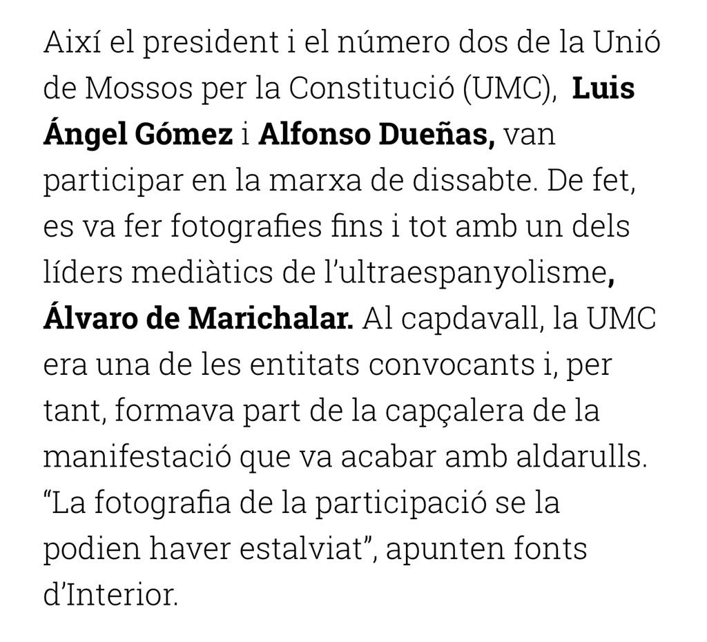 albertdmcat's tweet photo. Algú en tenia algun dubte dels lligams dels @UMC_mossos amb la ultradreta i el feixisme?
S’ha permès l’entrada de l’espanyolisme ultra i radical a @mossos i ara el cos té el que té.
Els mateixos talps que informen Madrid?
Esperem que la nova conselleria actuï. https://t.co/TxWGMz48Yw