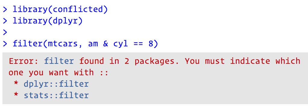 hadleywickham's tweet image. The conflicted 📦 is now on CRAN: tidyverse.org/articles/2018/… — make ambiguous function names explicit errors #rstats