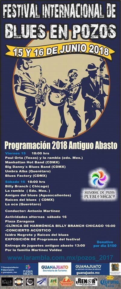 #FelizLunes Echa un vistazo al cartel de nuestro próximo Festival Internacional de Blues en Pozos. Próximo 15 y 16 de Junio. ¡Ven a vivir la magia de la música! 😃 <a href="/MdePozosMagico/">Mineral De Pozos Mágico</a>