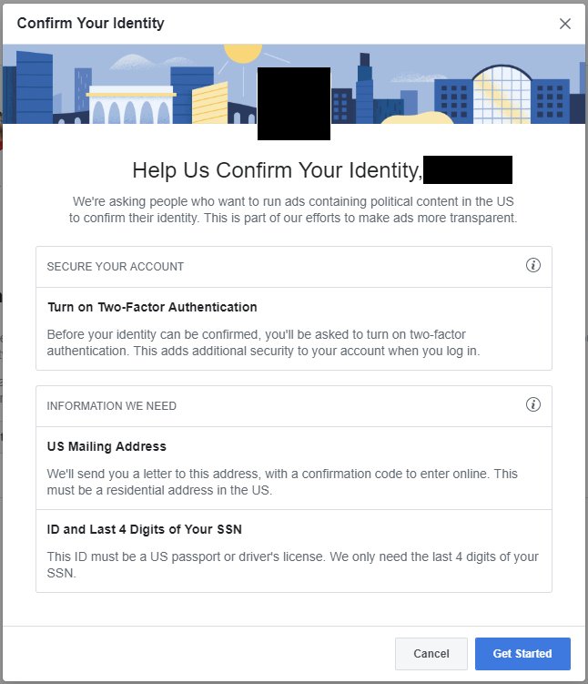 HashtagLaCast's tweet photo. From Episode 5: Want to run U.S. political ads on Facebook and Instagram? As Facebook works to clean up its act, you'll have to provide roughly the same level of identity and residency proof that the OMV requires for a license renewal. #lalege #lagov https://t.co/MNOJ7zb1Rn