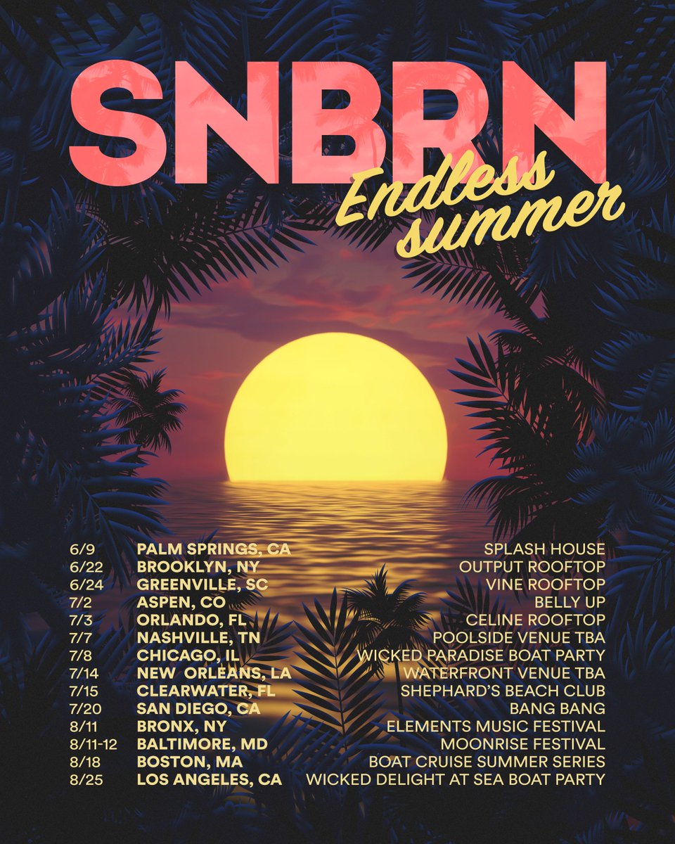 This summer I decided to make my tour as outdoor as possible and create a special vibe for you all. Can’t wait to see you all out in the sun. Tix: found.ee/SNBRNSummer2018