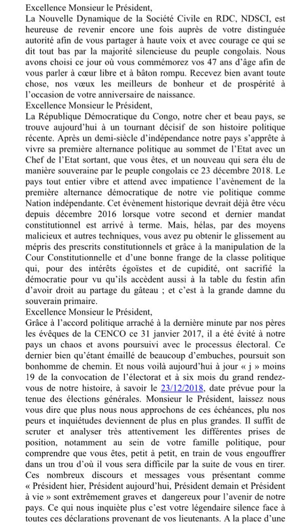 soniarolley's tweet photo. #RDC #Elections : la NDSCI interpelle aussi Joseph Kabila, lui rappelle qu'il y a une vie après la presidence, notamment avec toutes les concessions dont la très disputée Mbobero qu'il possède : "Acceptez de tourner la page et de sortir par la grande porte" https://t.co/STRfmpWZF1