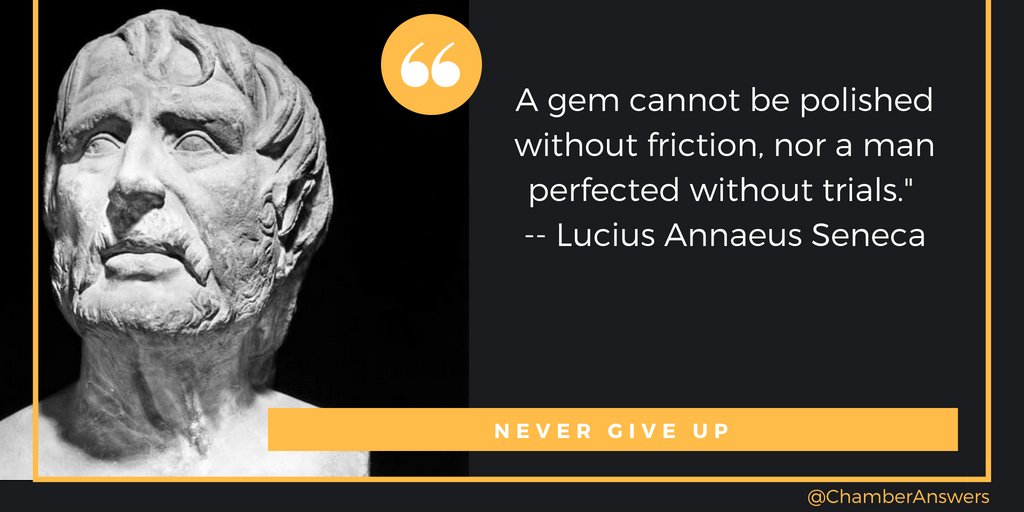 "A gem cannot be polished without friction, nor a man perfected without trials." 
-- Lucius Annaeus Seneca