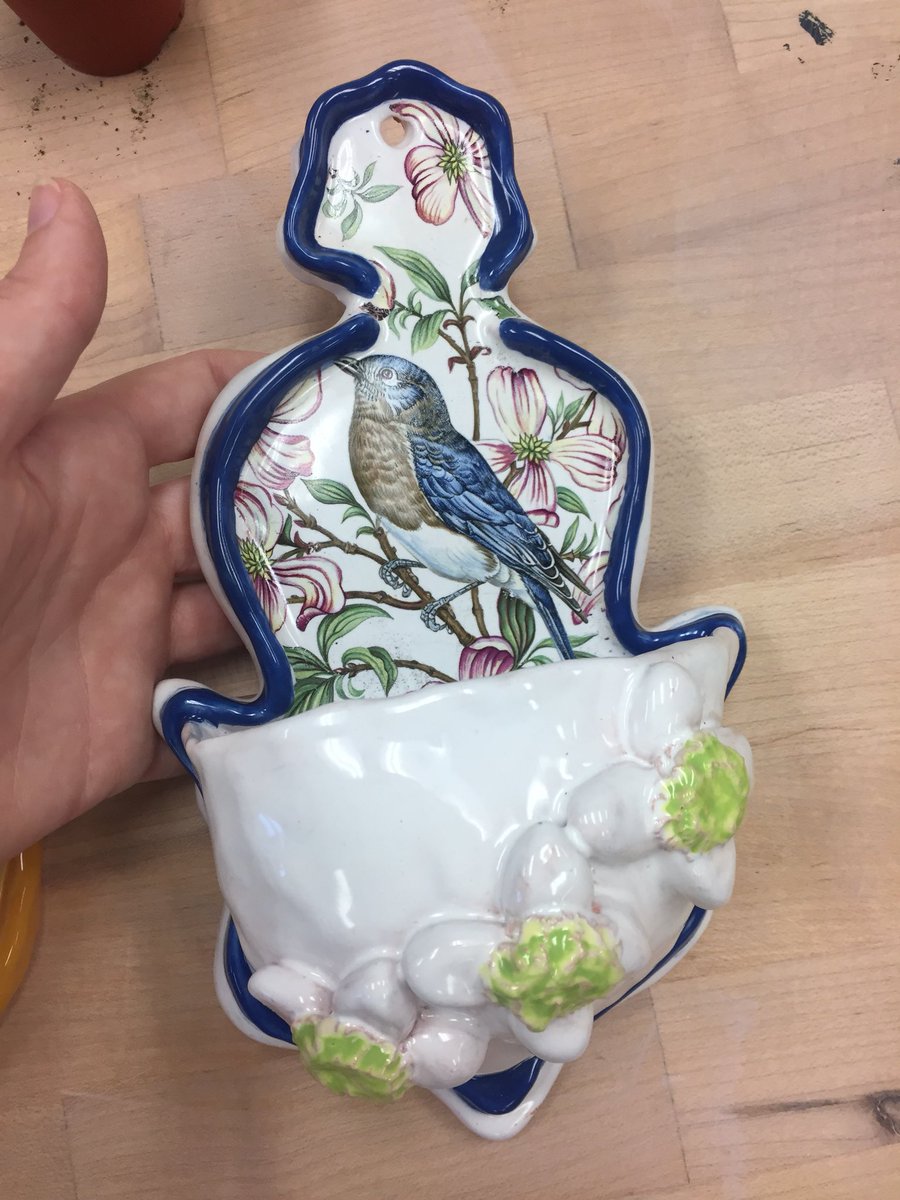 NBCceramics's tweet photo. The Italian wall hanging project was a success! Students unified their projects by incorporating Ceramic decals into their wall hanging design. https://t.co/UeUAzhnHvr