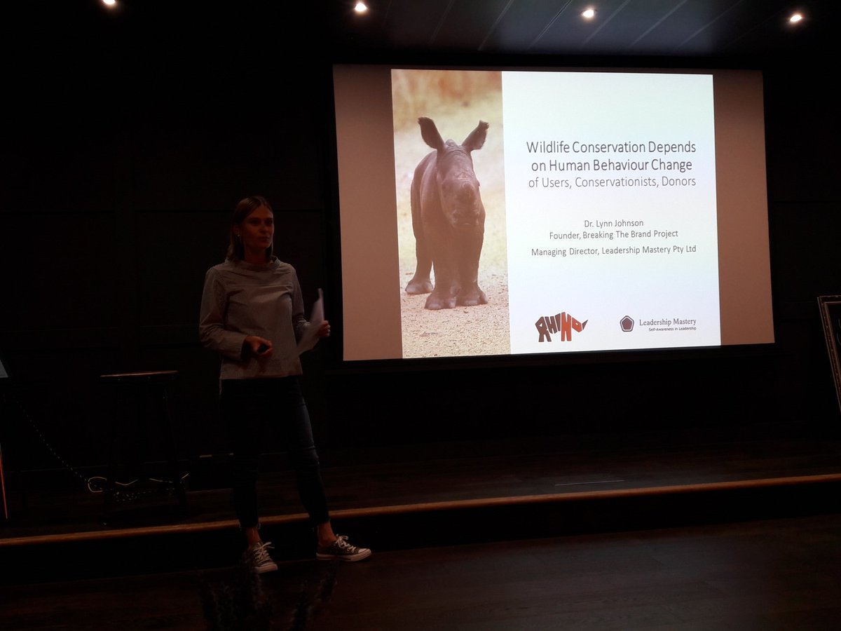 ae_barthorpe's tweet photo. Amazing @KroBertin telling the shocking truth about #rhinopoaching. Demand 4 #rhino horn on rise since 2007 - current strategies to protect them have failed but demand reduction campaigns focused on triggering social &amp; health anxiety amongst users help. @BreakTheBrand #wildlife https://t.co/afUXuMOFpO