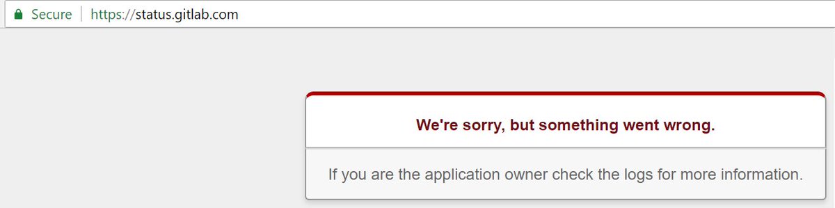 MorleyDev's tweet photo. So that's an "experienced problems" then :) @gitlabstatus https://t.co/Iy6Cd9YMAg