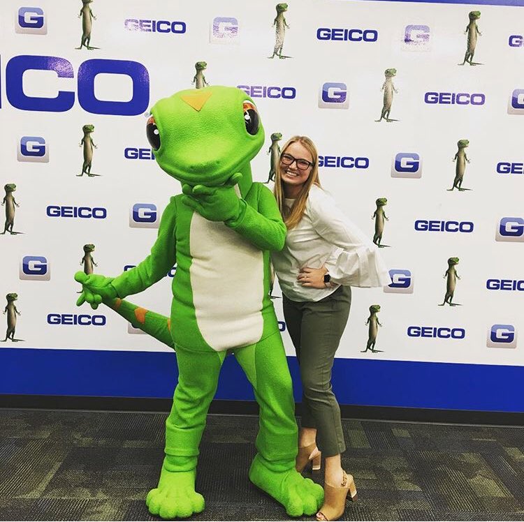 Good luck today to our president Liz on her first day at her internship with Geico!