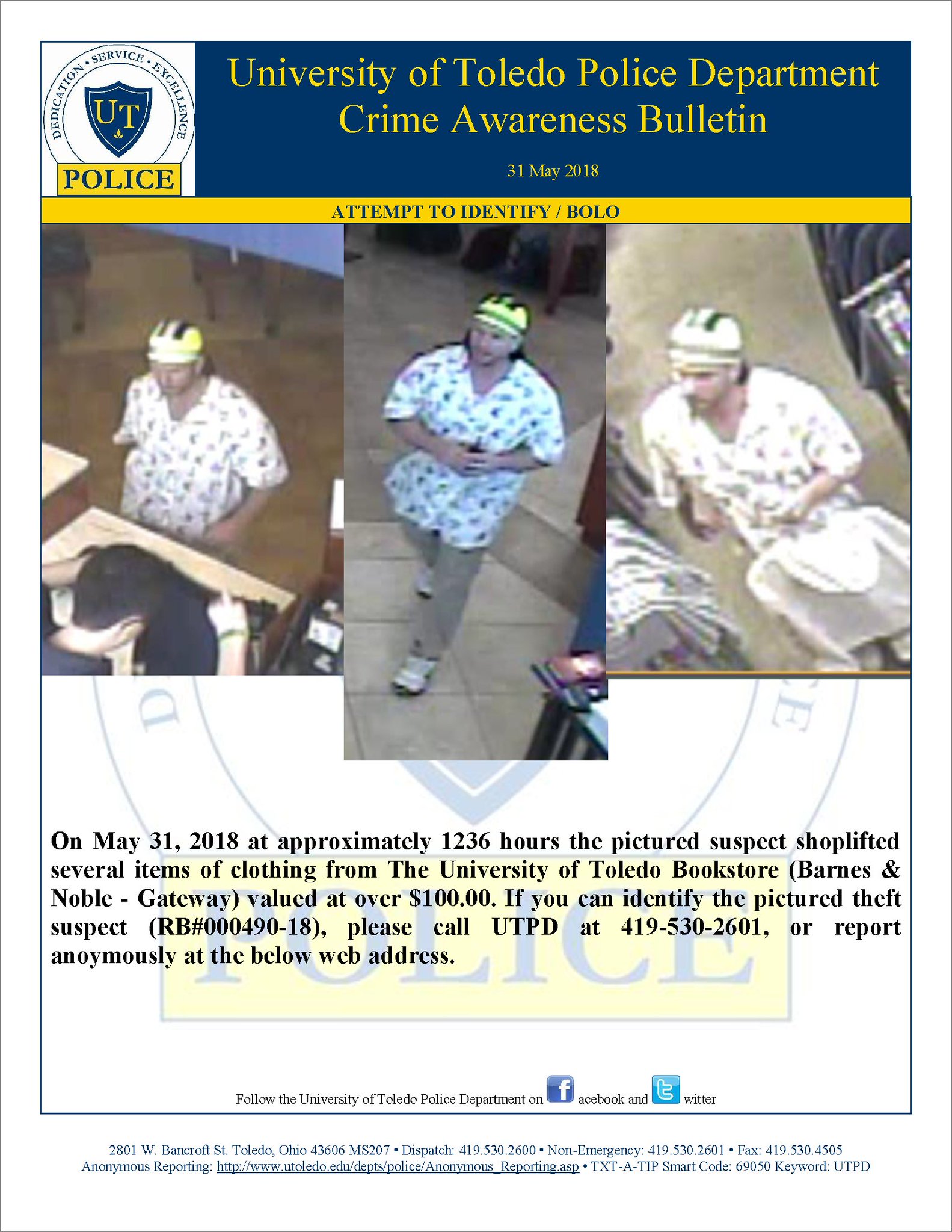 Utoledo Police On Twitter Utoledopd Is Attempting To Identify